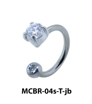 Stone Belly Piercing Circular Barbell with Jew Ball CBRT-04s-JB